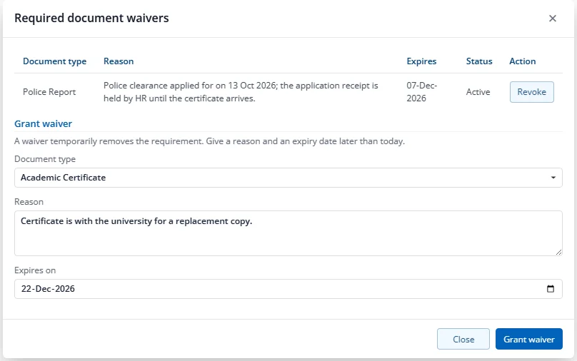 The waiver form