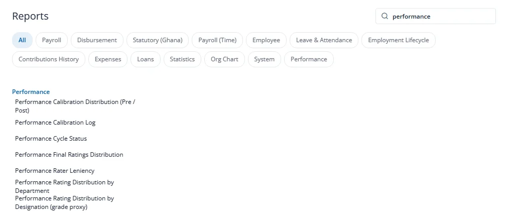 Performance reports
