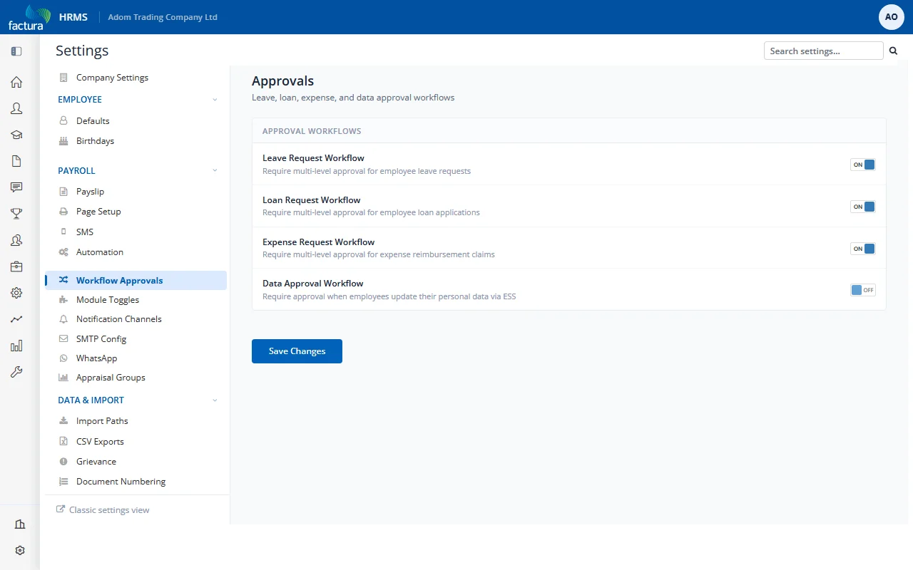 Workflow Settings