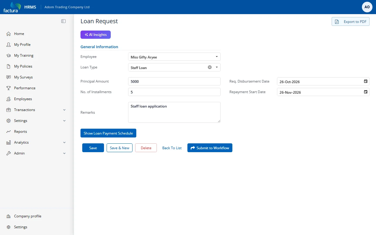Loan Edit Draft