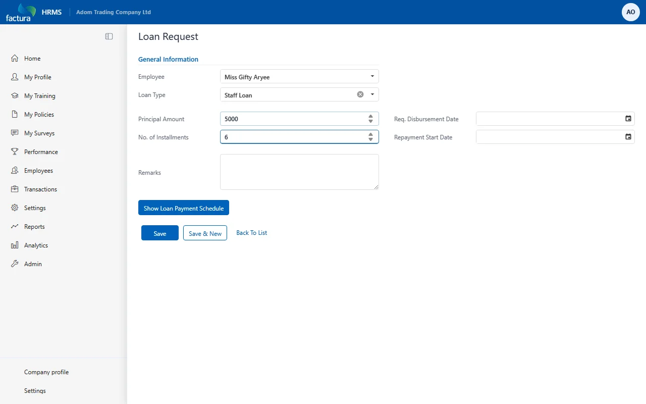 Loan Form Filled