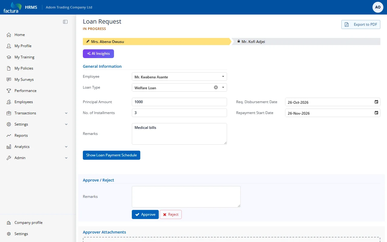Loan In Progress View