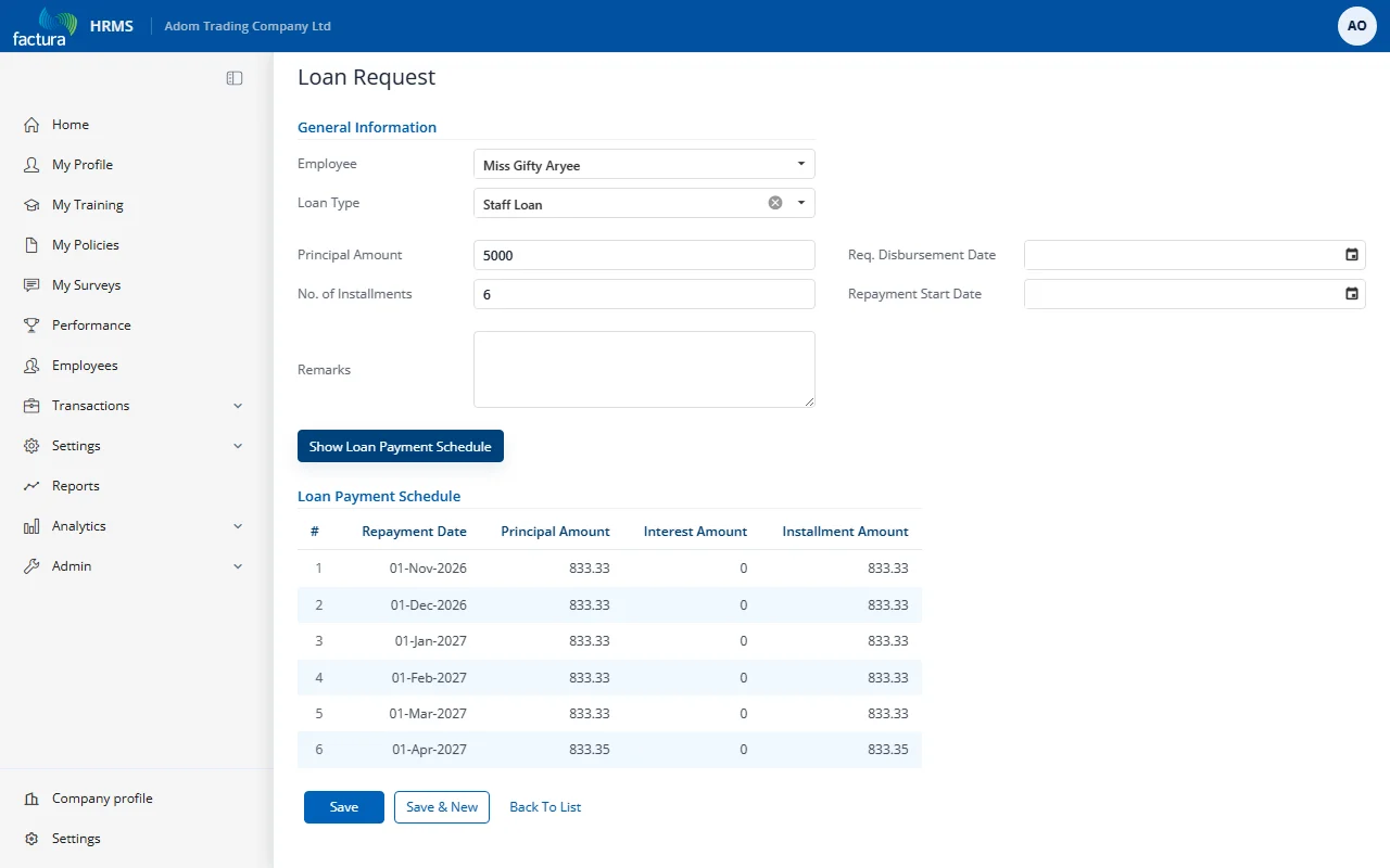 Loan Payment Schedule - Full