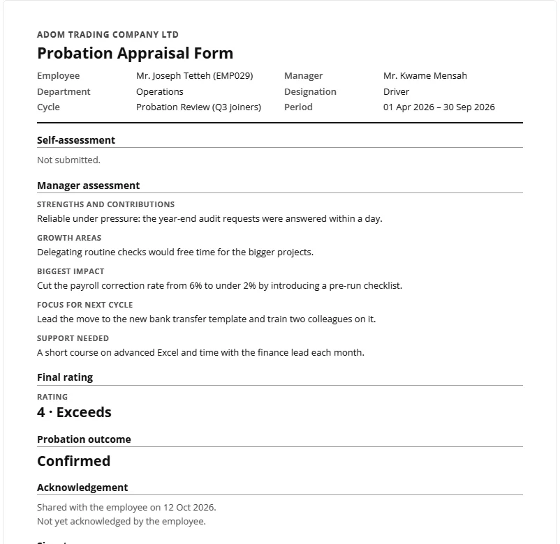 Printable appraisal form