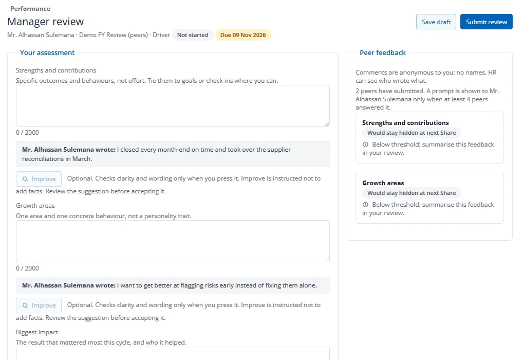 Writing a manager review