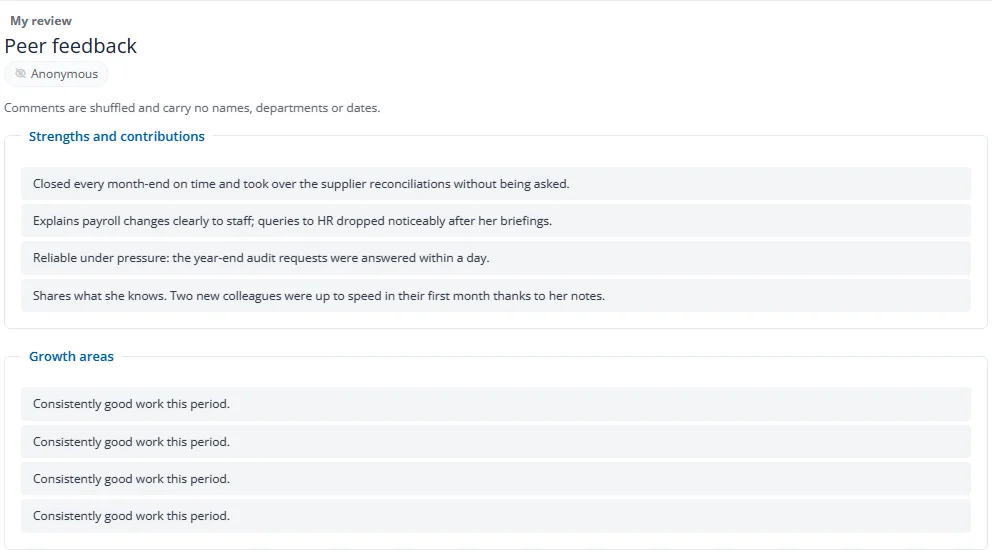Anonymous peer feedback
