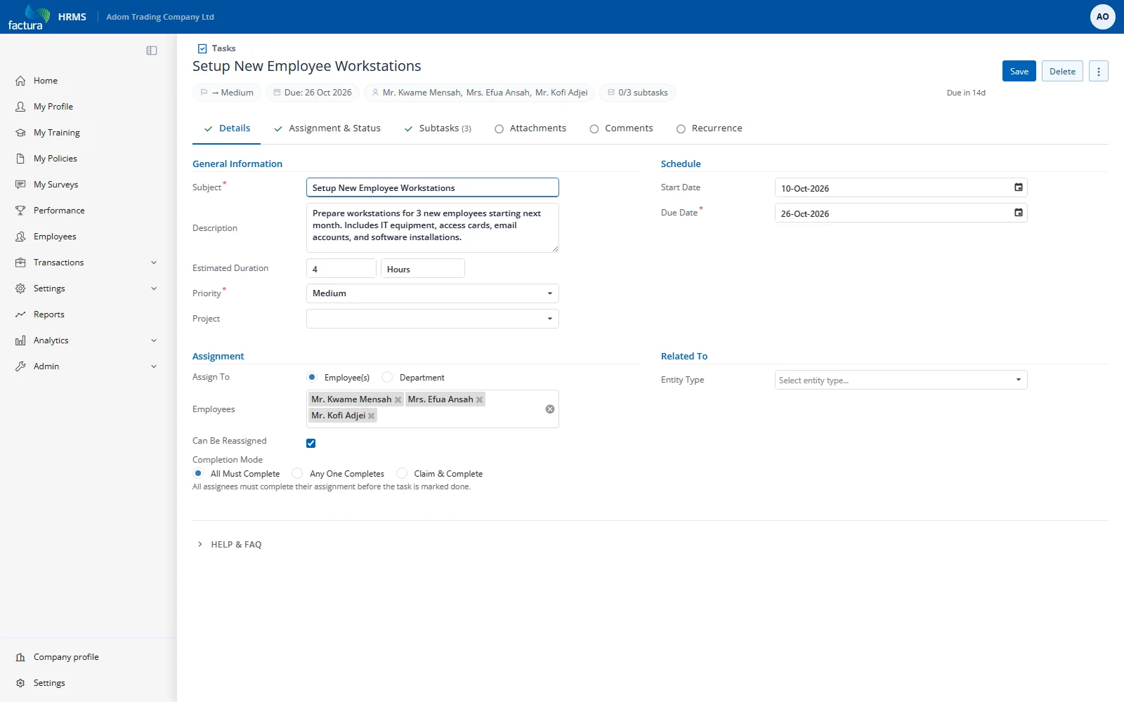 Edit form — Details tab