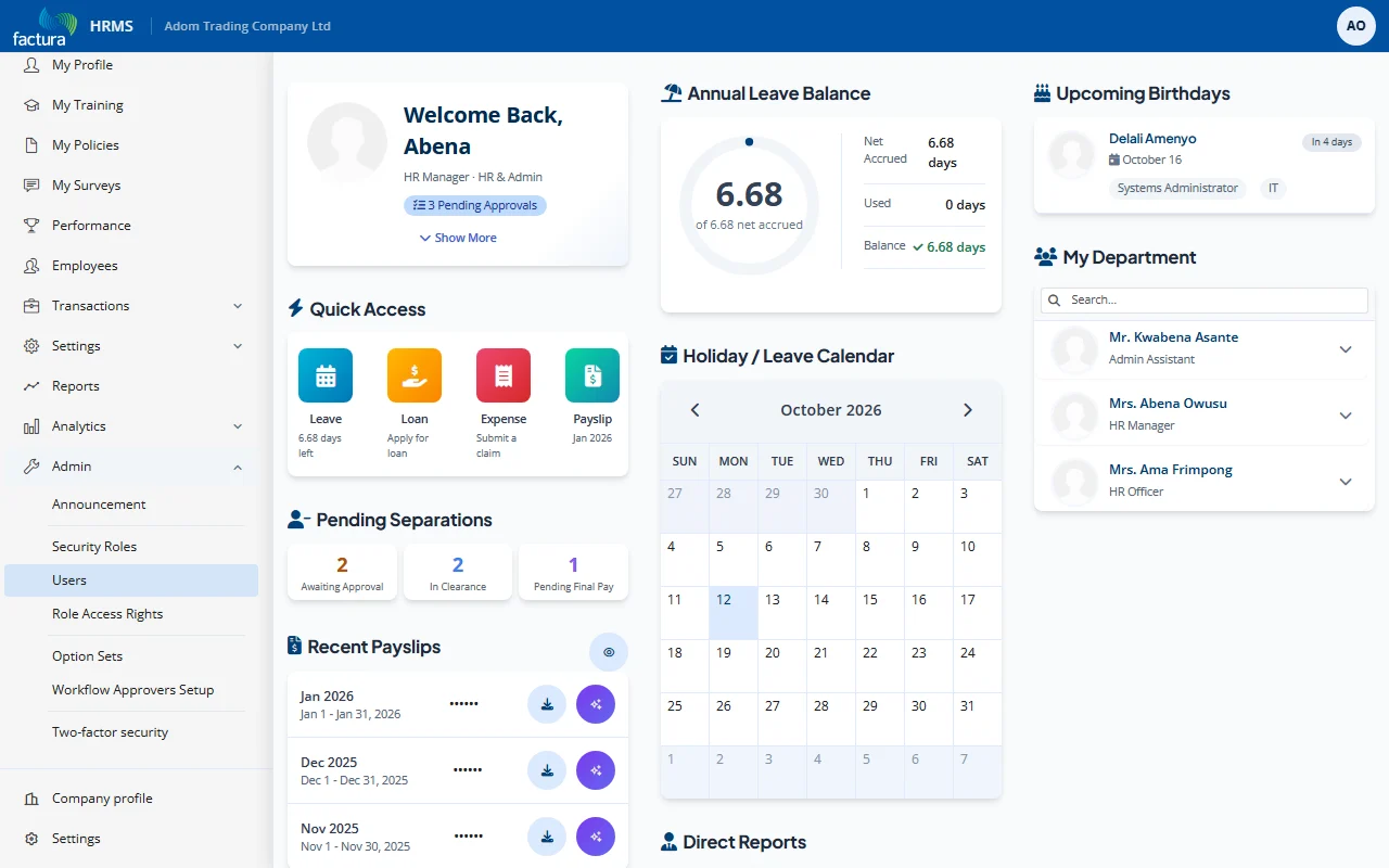 Admin Menu